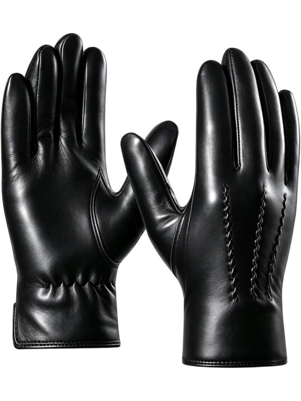 Men's Winter Leather Driving Gloves, Cashmere Lined Sheepskin Warmth & Comfort